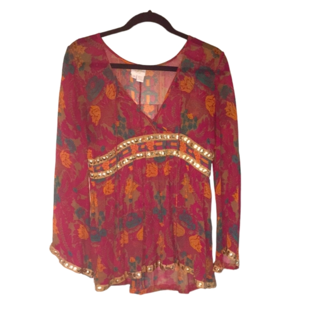 Tracy Reese Floral Blouse Sz 10